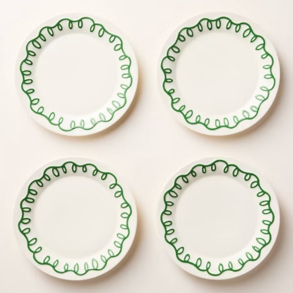 4pc Ceramic Dessert Plates Cream/Green - kate spade new york x Target - Picture 1 of 3